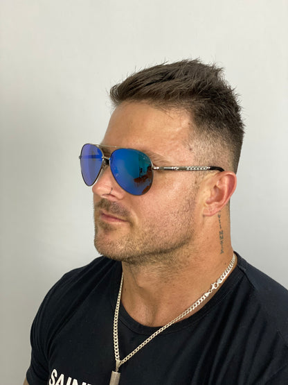 Africa Silver / Blue Sunglasses